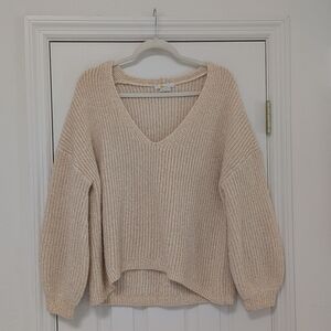 Boden Cream V-Neck Sweater